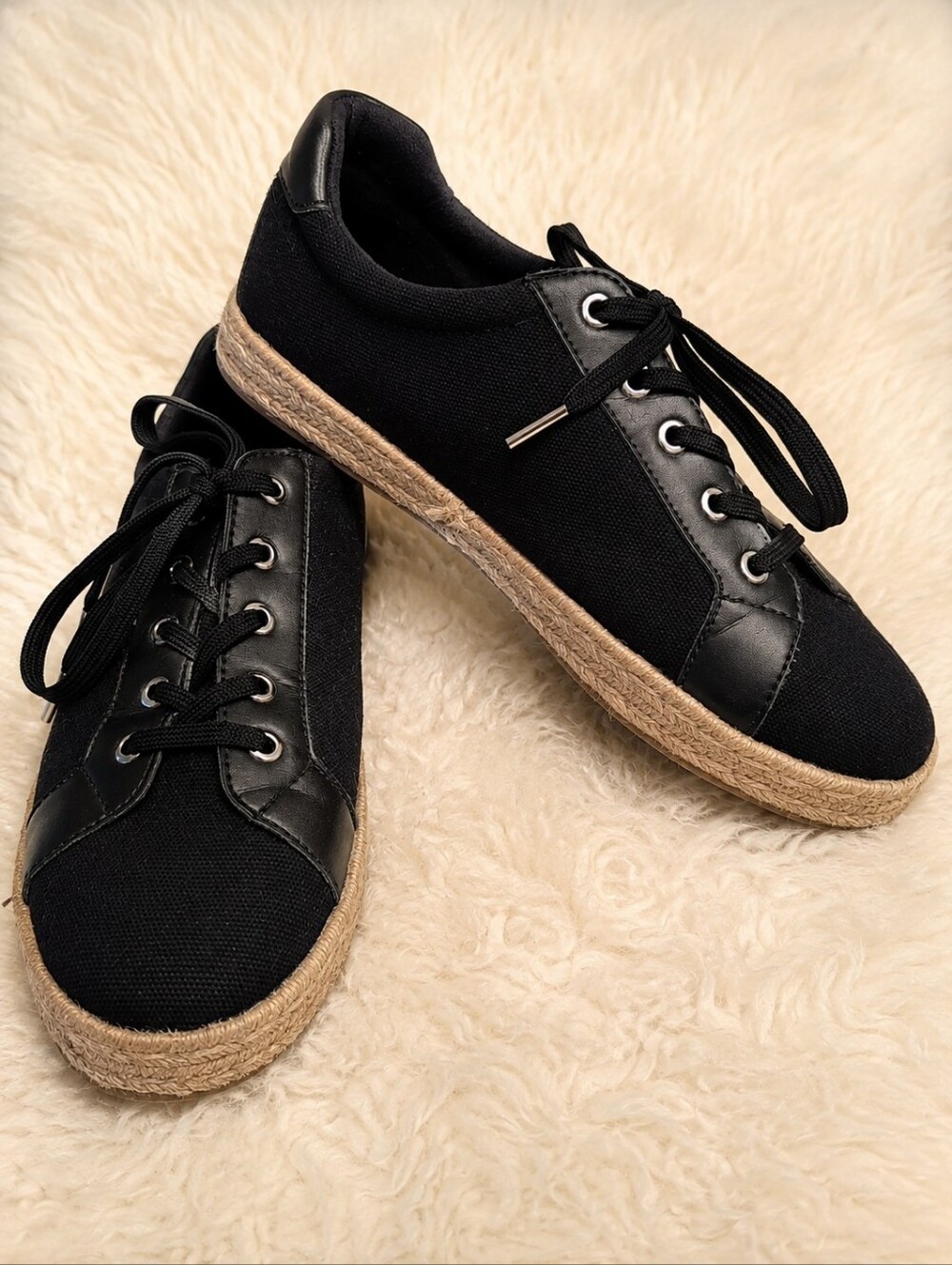 Michael Kors Black Espadrille Lace-Up Sneakers – Size 9 – Jute Sole
